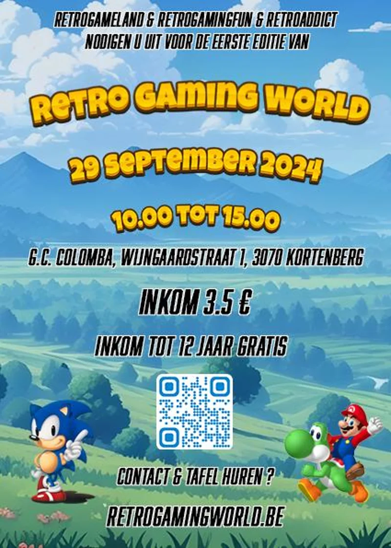 Poster voor retrogamebeurs Retro Gaming World op 29-09-2024 in Kortenberg