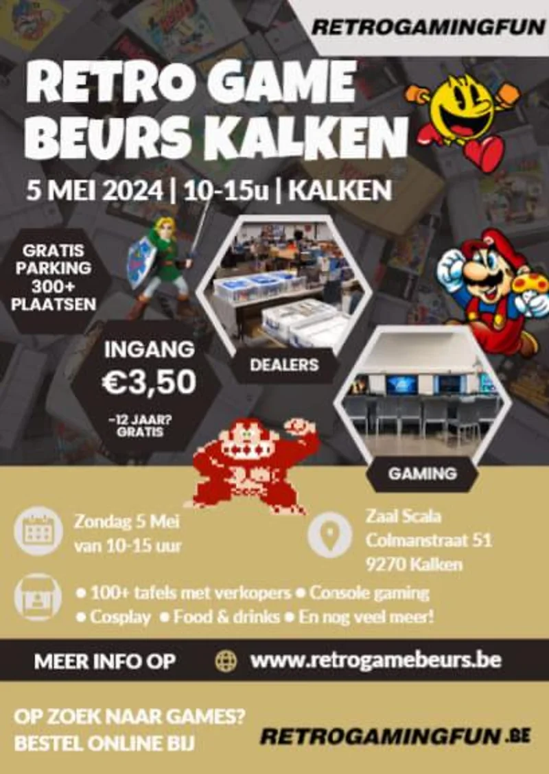 Poster voor retrogamebeurs Retro Game Beurs Kalken op 05-05-2024 in Laarne