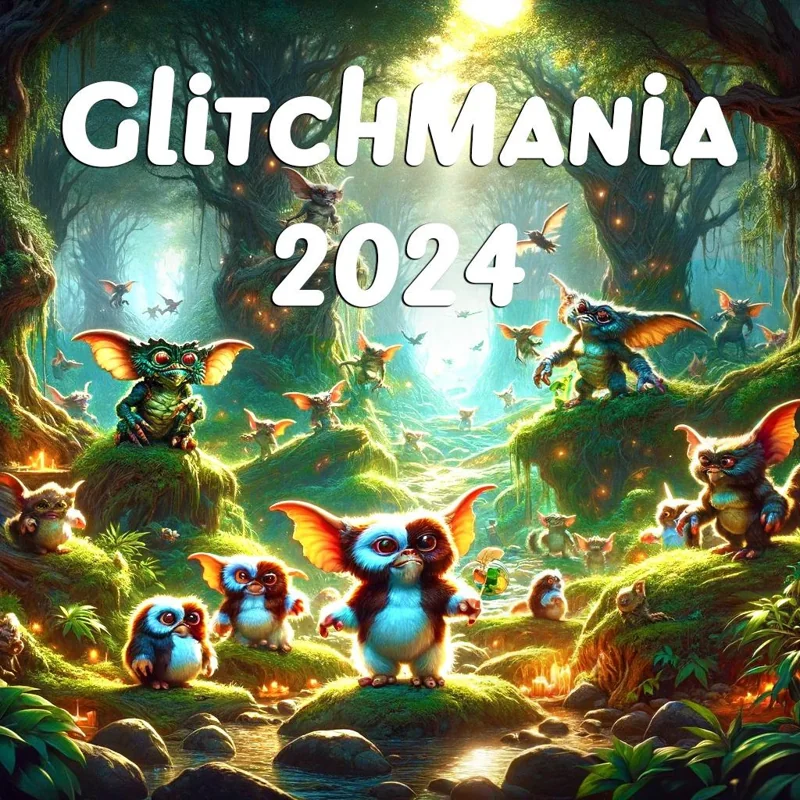 Poster voor retrogamebeurs GlitchMania 2024, Retro Game Beurs Herzele op 17-02-2024 in Herzele