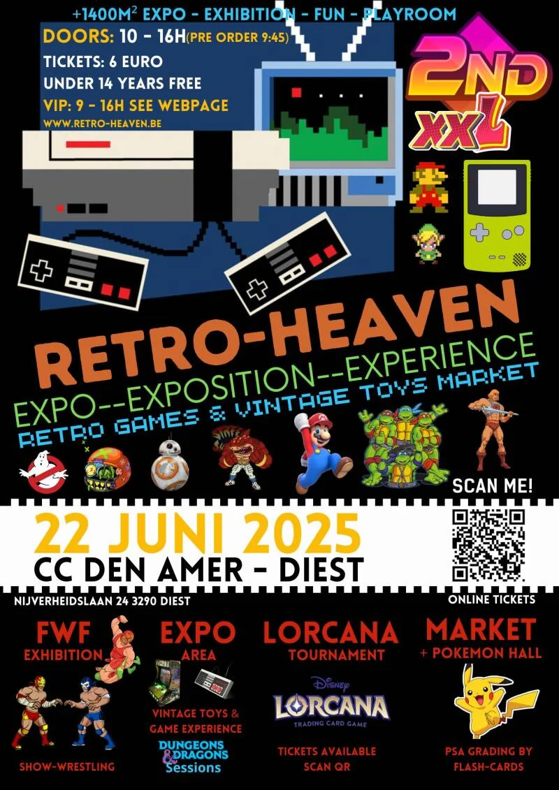 Poster for retro game convention Retro-Heaven on 22-06-2025 in Diest
