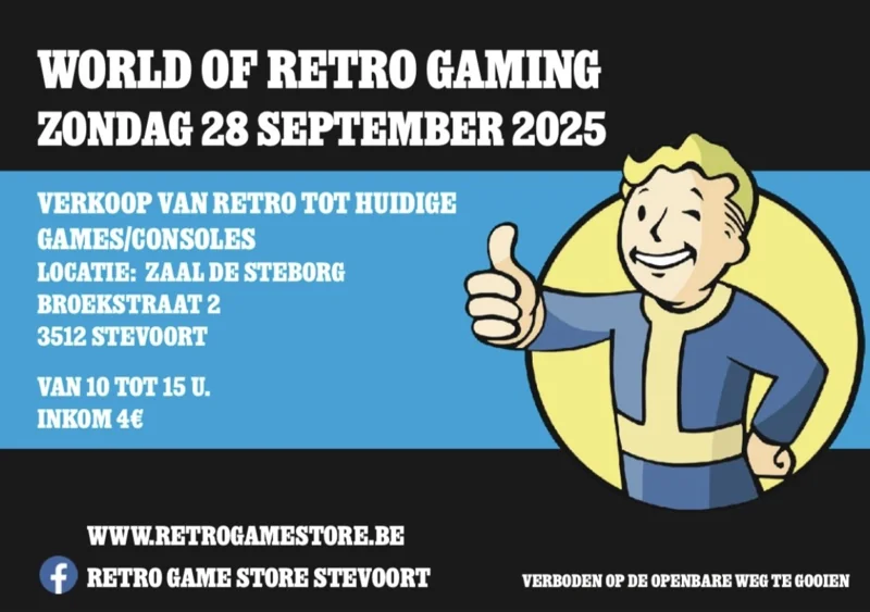 Poster voor retrogamebeurs Game beurs Stevoort op 28-09-2025 in Hasselt