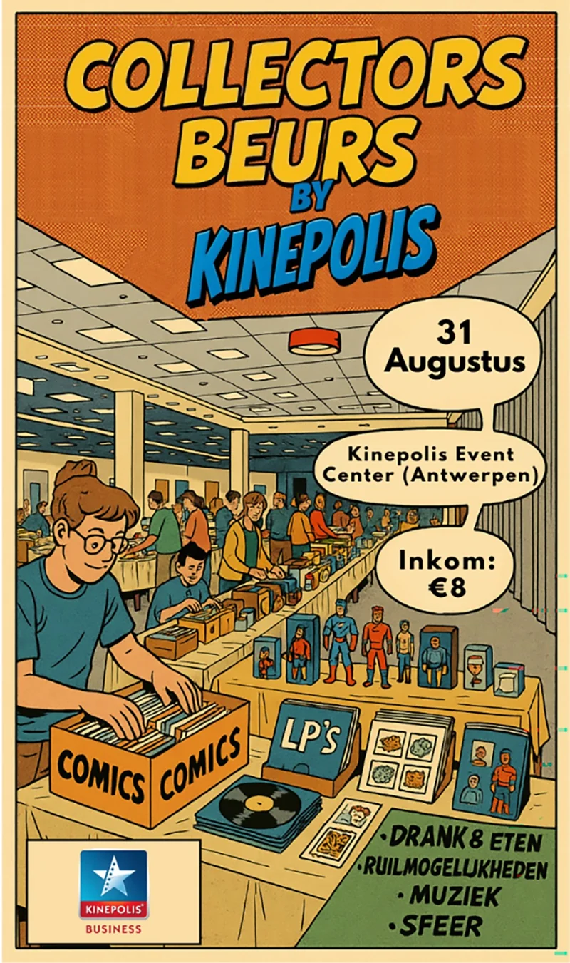 Poster voor retrogamebeurs Collectorsbeurs by Kinepolis op 31-08-2025 in Antwerpen