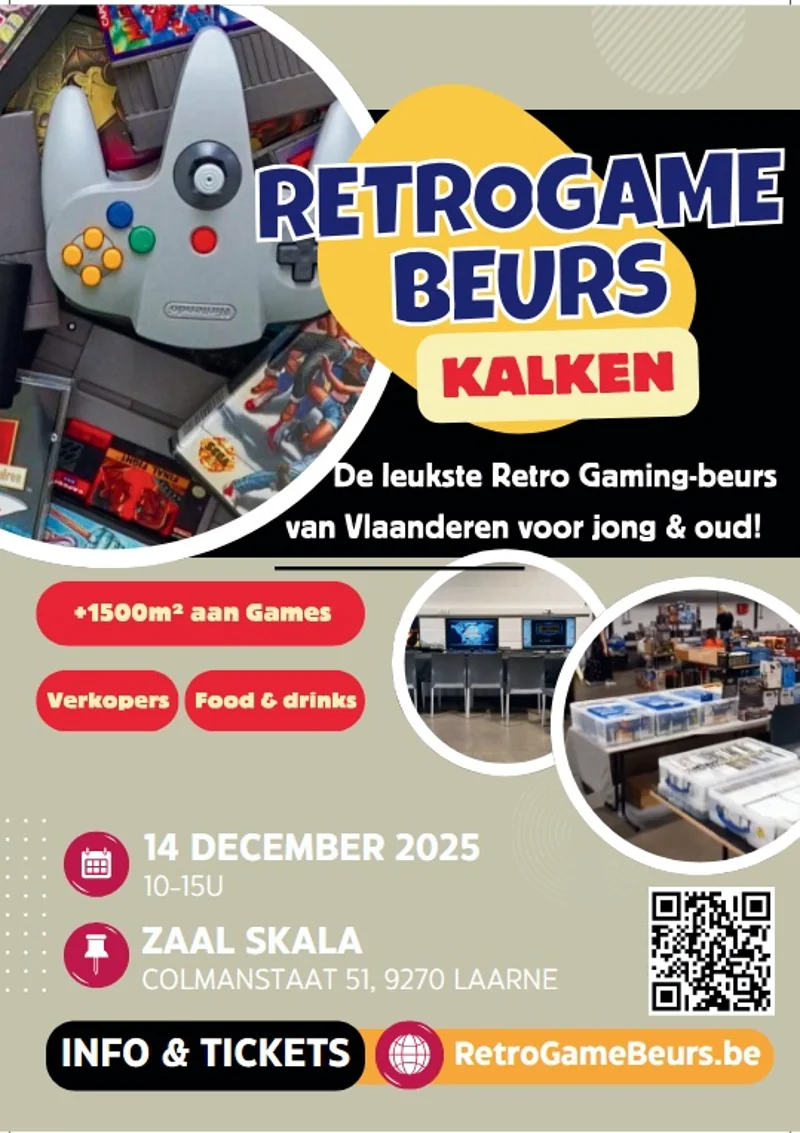 Poster voor retrogamebeurs Retro Game Beurs Kalken op 14-12-2025 in Laarne
