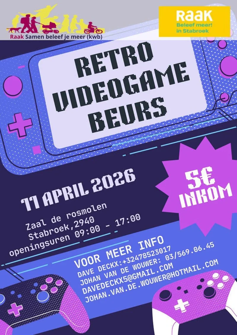 Poster for retro game convention Retro Videogame Beurs Stabroek on 11-04-2026 in Stabroek