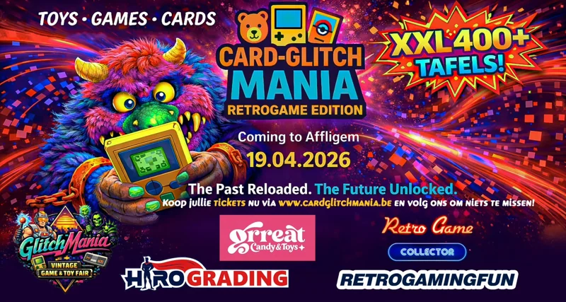 Poster voor retrogamebeurs Card Glitch Mania 2026 Retrogame Edition op 19-04-2026 in Affligem