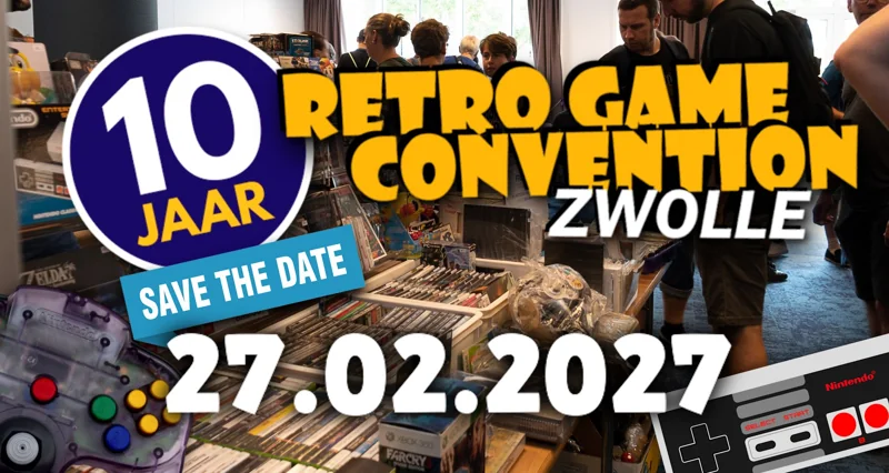 Poster voor retrogamebeurs Retro Game Convention Zwolle op 27-02-2027 in Zwolle