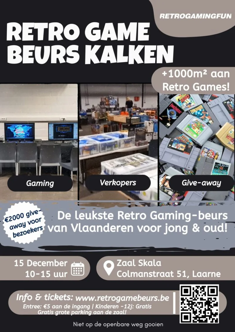 Poster voor retrogamebeurs Retro Game Beurs Kalken op 15-12-2024 in Laarne